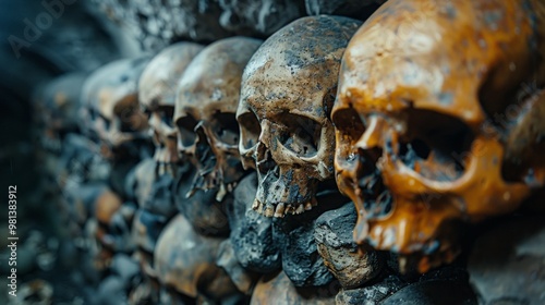 Exploring a crypt with human skulls offers a haunting experience, revealing a macabre glimpse into the past