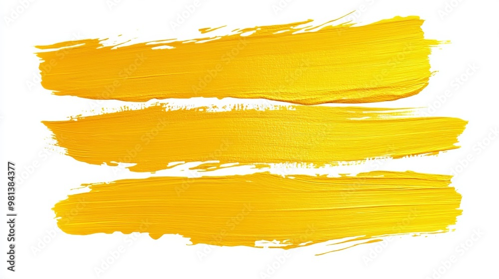 Realistic yellow paint brush strokes vector A vibrant brush stroke set on a white background ideal for creative and colorful designs Realistic yellow paint brush strokes vector A vibrant brush stroke set on a white background ideal for creative and colorful designs