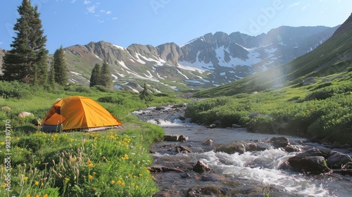 Camping by the Mountain Stream