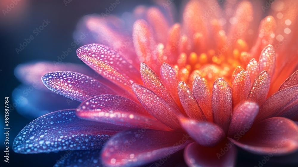 Close-up of a Pink Flower with Dewdrops Close-up of a Pink Flower with Dewdrops