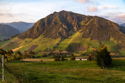 Andean landscape, cultivated fields photo