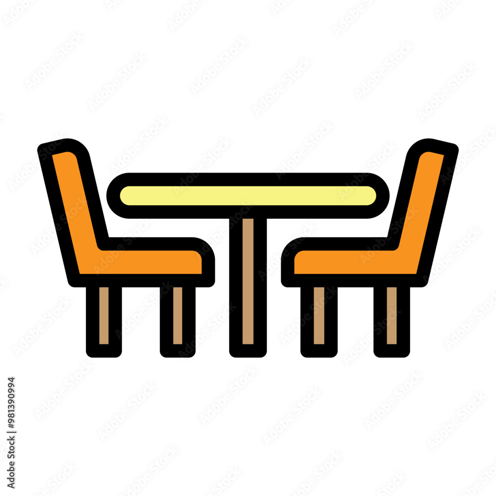 Dining Table Vector Filled Icon Design