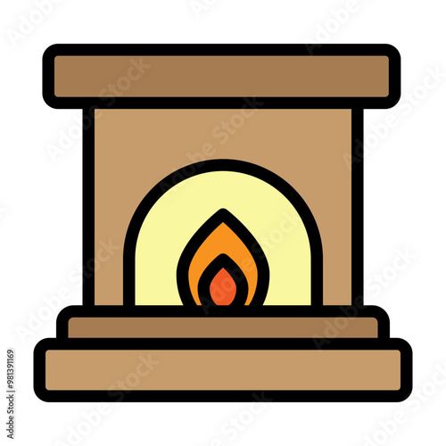 Fireplace Vector Filled Icon Design