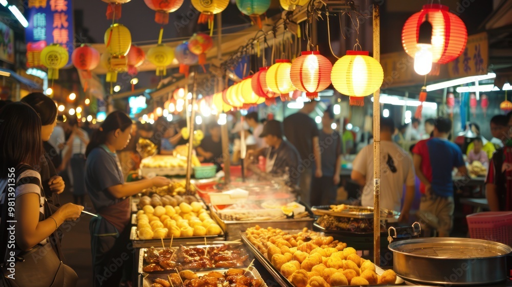 Fototapeta premium Night Market Food Stalls