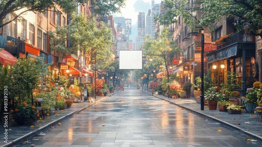 Fototapeta premium Blank white billboard showing a sample city street.