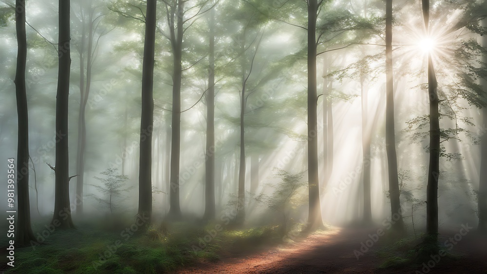 misty morning in the forest misty morning in the forest