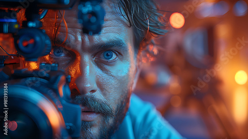 Professional Movie Cameraman with Professional Gear [created with generative AI technology]