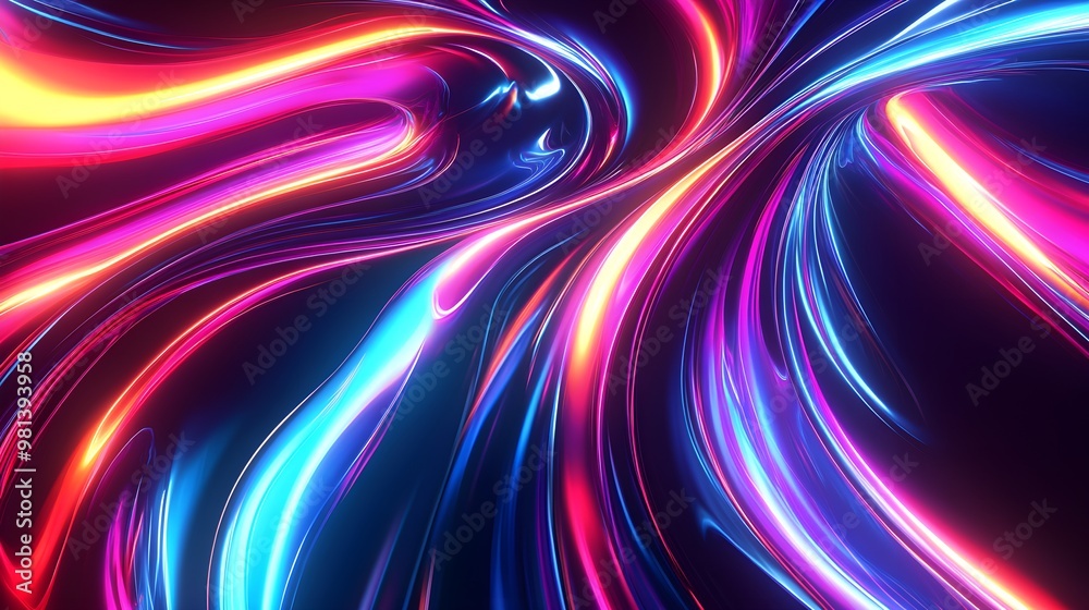Bright neon swirls with intense black background image
Bright neon swirls with intense black background image