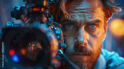 Professional Movie Cameraman with Professional Gear [created with generative AI technology]