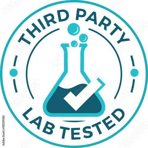 Lab tested round vector badge icon design, Third party lab tested