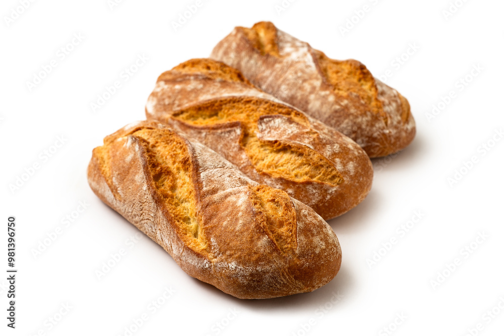 Ciabatte, pane tipico italiano, isolato su fondo bianco Ciabatte, pane tipico italiano, isolato su fondo bianco
