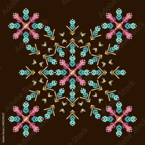 Vector illustration of an ethnic geometric pattern. Bohemian seamless pattern. Embroidery. Seamless traditional design pattern for fabrics, backgrounds, carpets, wallpapers, clothes, and pillowcases.