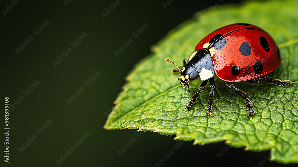 Fototapeta premium Ladybug on Green Leaf