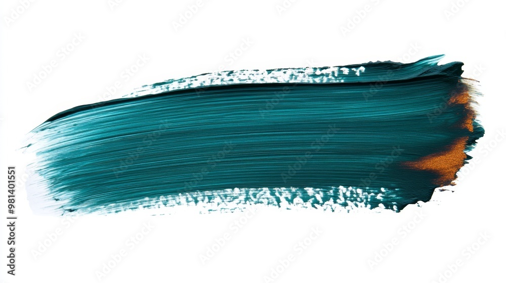 Bold dark green copper flat brush stroke on white background for artistic expression Bold dark green copper flat brush stroke on white background for artistic expression