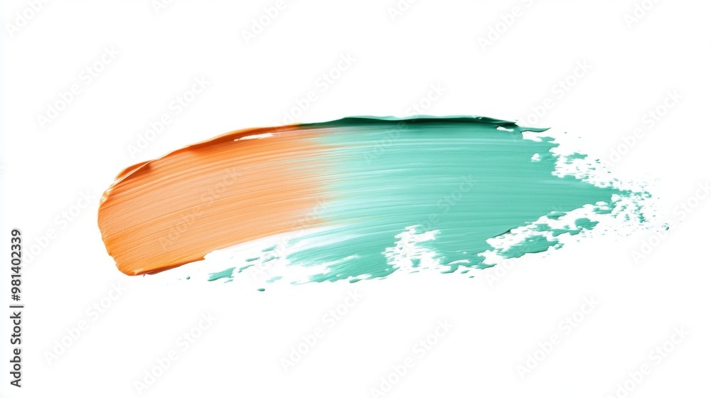 Peach mint oil paint brush stroke on white, showcasing texture and color Peach mint oil paint brush stroke on white, showcasing texture and color