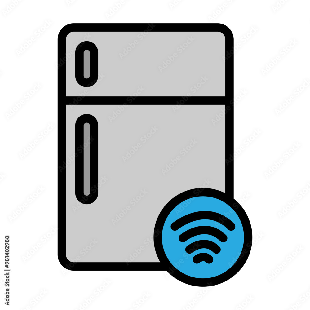 Smart Refrigerator Vector Filled Icon Design Smart Refrigerator Vector Filled Icon Design
