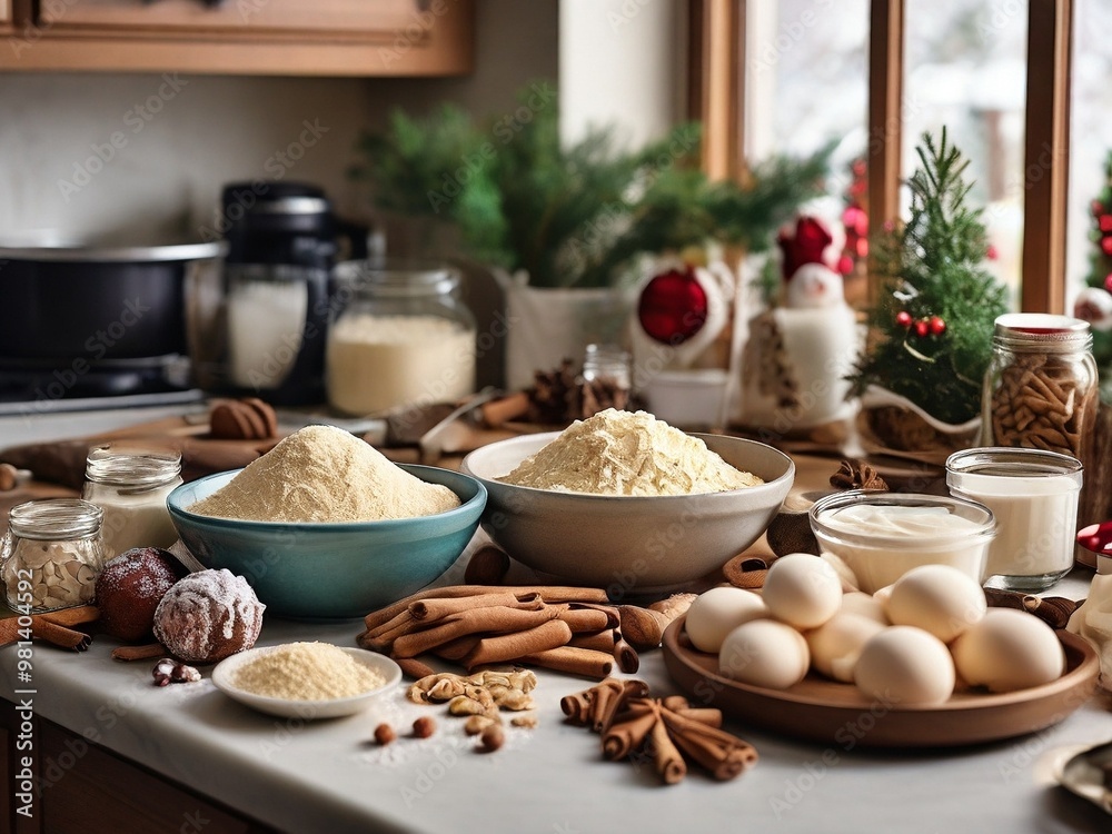 Kitchen counter, ready for creating festive treats. Kitchen counter, ready for creating festive treats.
