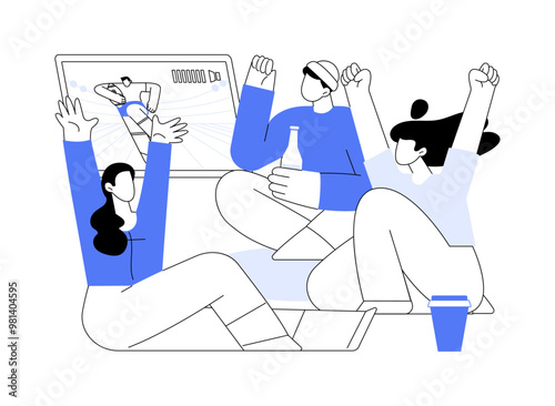 Watching game on tv isolated cartoon vector illustrations.
