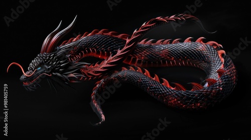 Black Dragon with Red Spikes photo