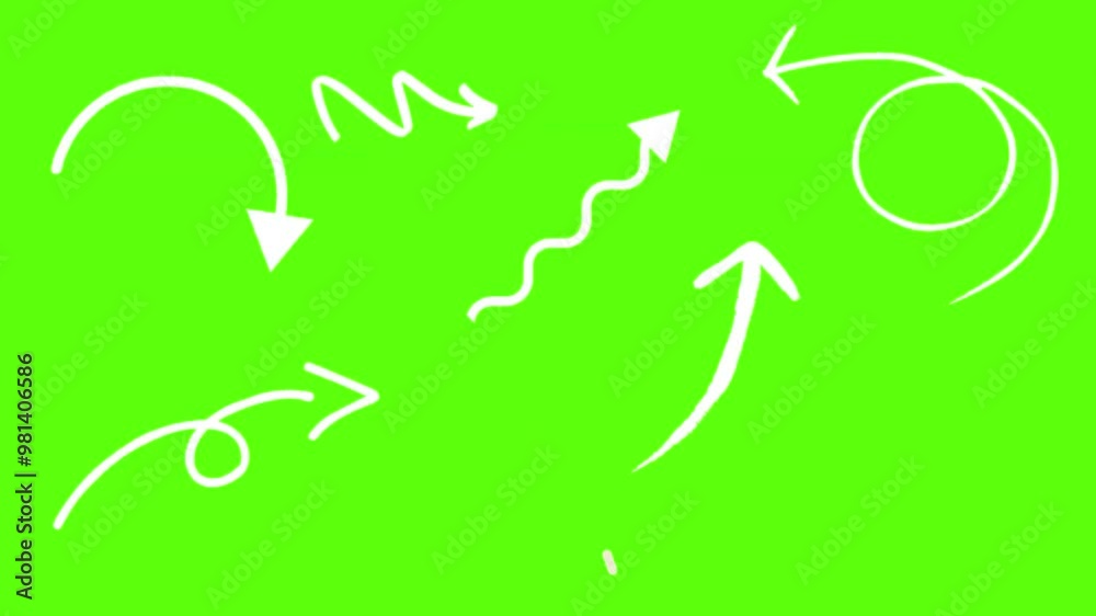 Set of curved arrows, handmade simple arrow animation, Creative hand drawn arrows animations, Set of animated arrows on alpha channel