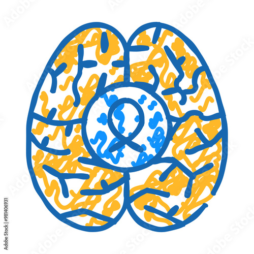 brain cancer doodle icon sketch vector. brain cancer sign. isolated symbol illustration