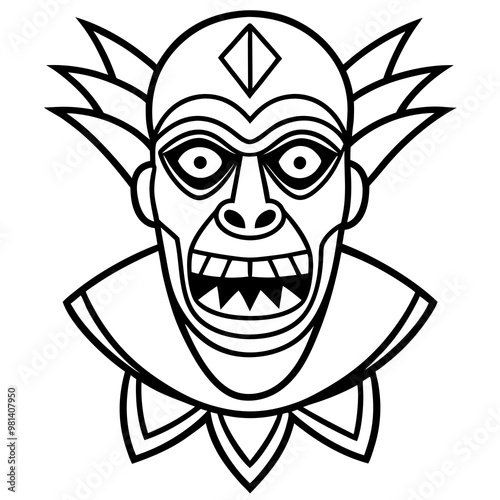 
Intricate Voodoo Mask Vector with Sinister Expression