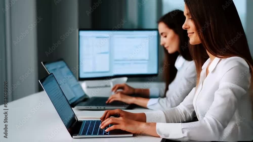 Happy mature business woman entrepreneur in office using laptop at work, smiling professional middle aged 40 years old female company executive wearing suit working on computer at workplace. Happy mature business woman entrepreneur in office using laptop at work, smiling professional middle aged 40 years old female company executive wearing suit working on computer at workplace.