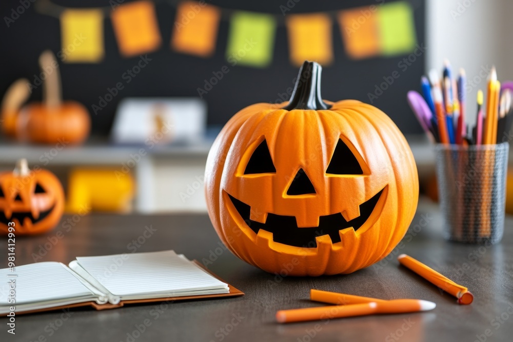 Halloween theme in school encourages themed journal prompts about Halloween experiences Halloween theme in school encourages themed journal prompts about Halloween experiences