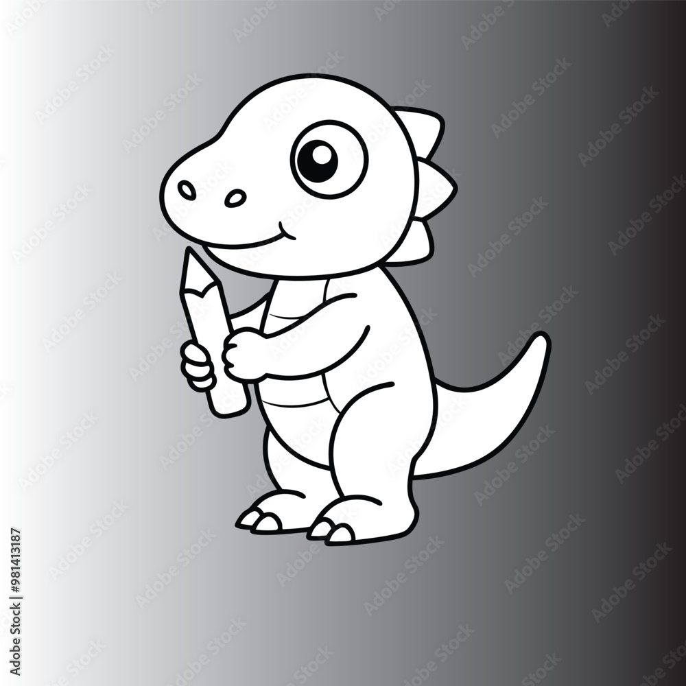 Cartoon dinosaurs holding pencil Cartoon dinosaurs holding pencil