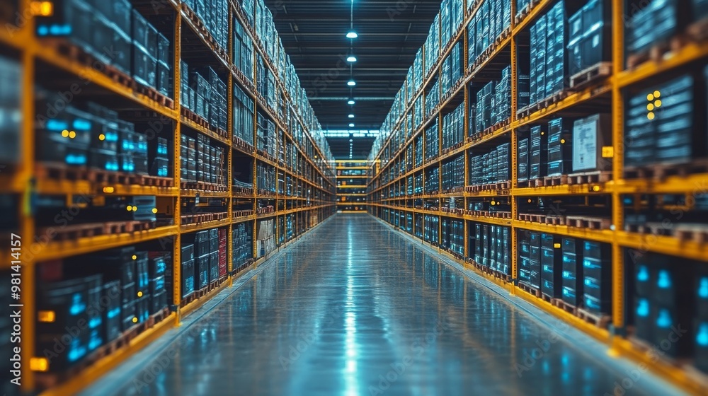 Warehouse analytics identifying trends in inventory management at a logistics center during daytime Warehouse analytics identifying trends in inventory management at a logistics center during daytime