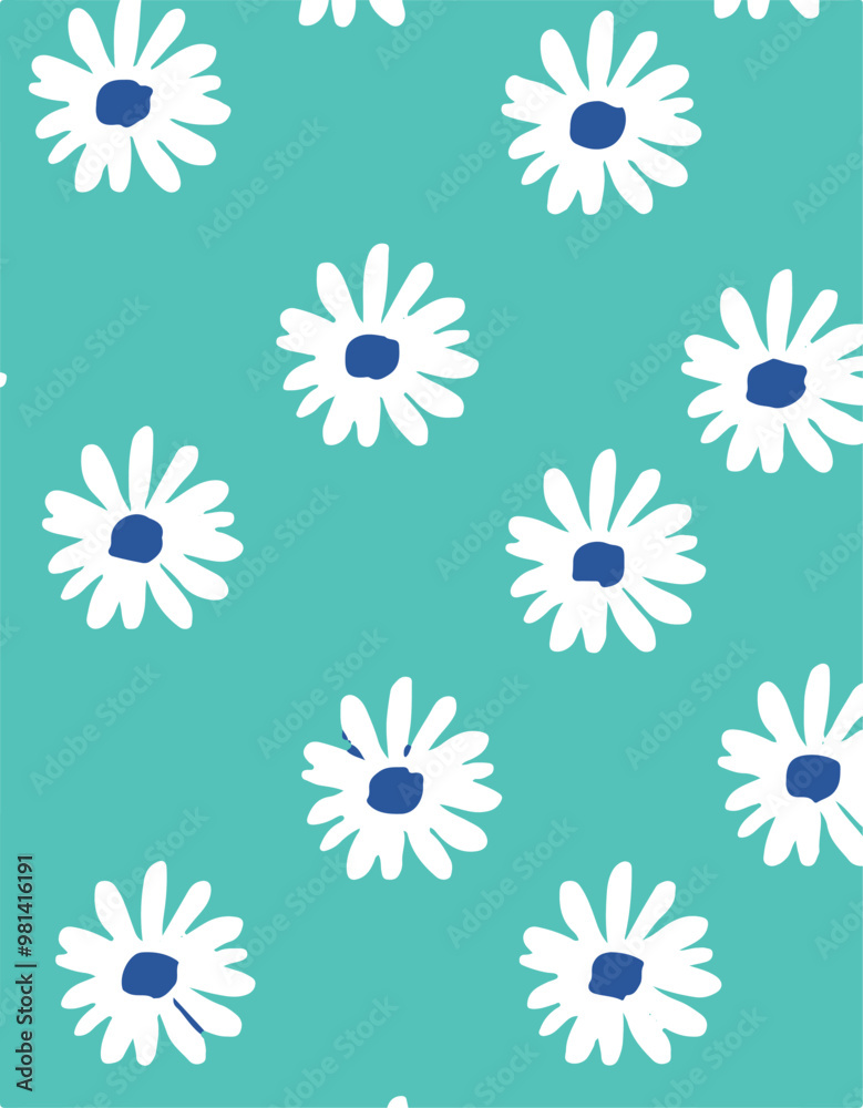 Obraz premium Flowers seamless pattern. vector illustration. Abstract flowers, floral vector with leaves