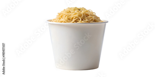 white paper Instant cup noodles on a transparent or white background. mock-up instant cup front view.