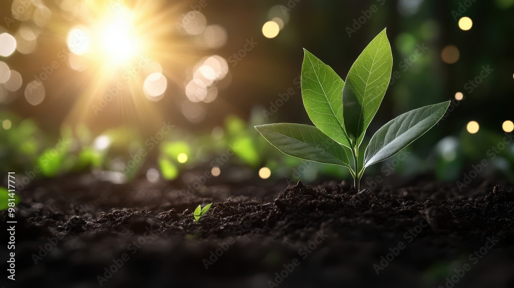 A close-up of a young plant in rich soil, illuminated by soft sunlight, symbolizes growth and renewal, ideal for environmental campaigns, gardening blogs, or wellness articles, A close-up of a young plant in rich soil, illuminated by soft sunlight, symbolizes growth and renewal, ideal for environmental campaigns, gardening blogs, or wellness articles,