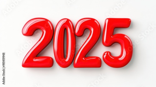 Red balloons forming 2025 number on white background