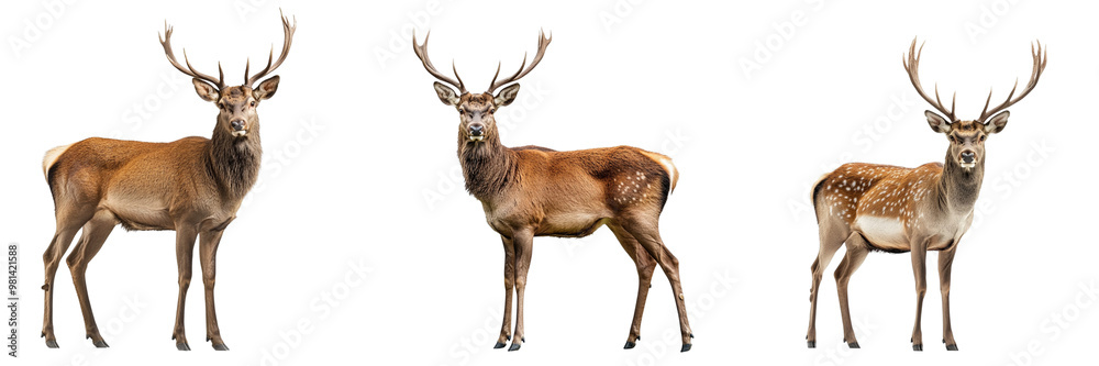 Set of a deer with antlers isolated on transparent background Set of a deer with antlers isolated on transparent background