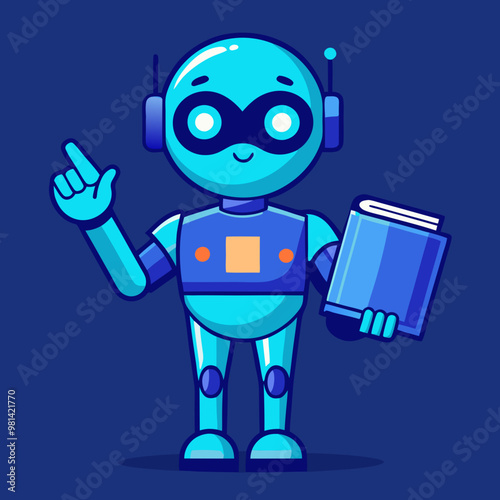 robot with tablet staying and speaking