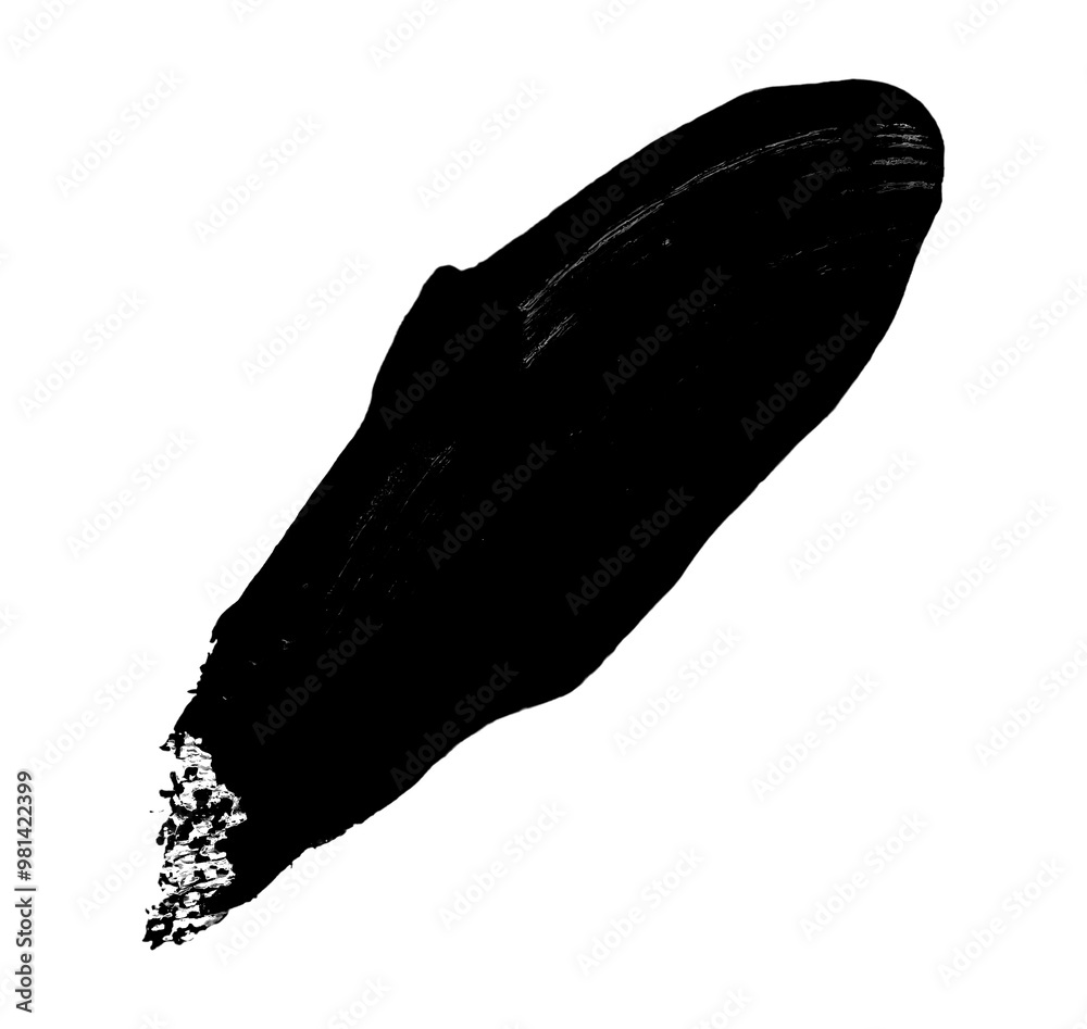 Fototapeta premium Black brush stroke with textured edges on a transparent background