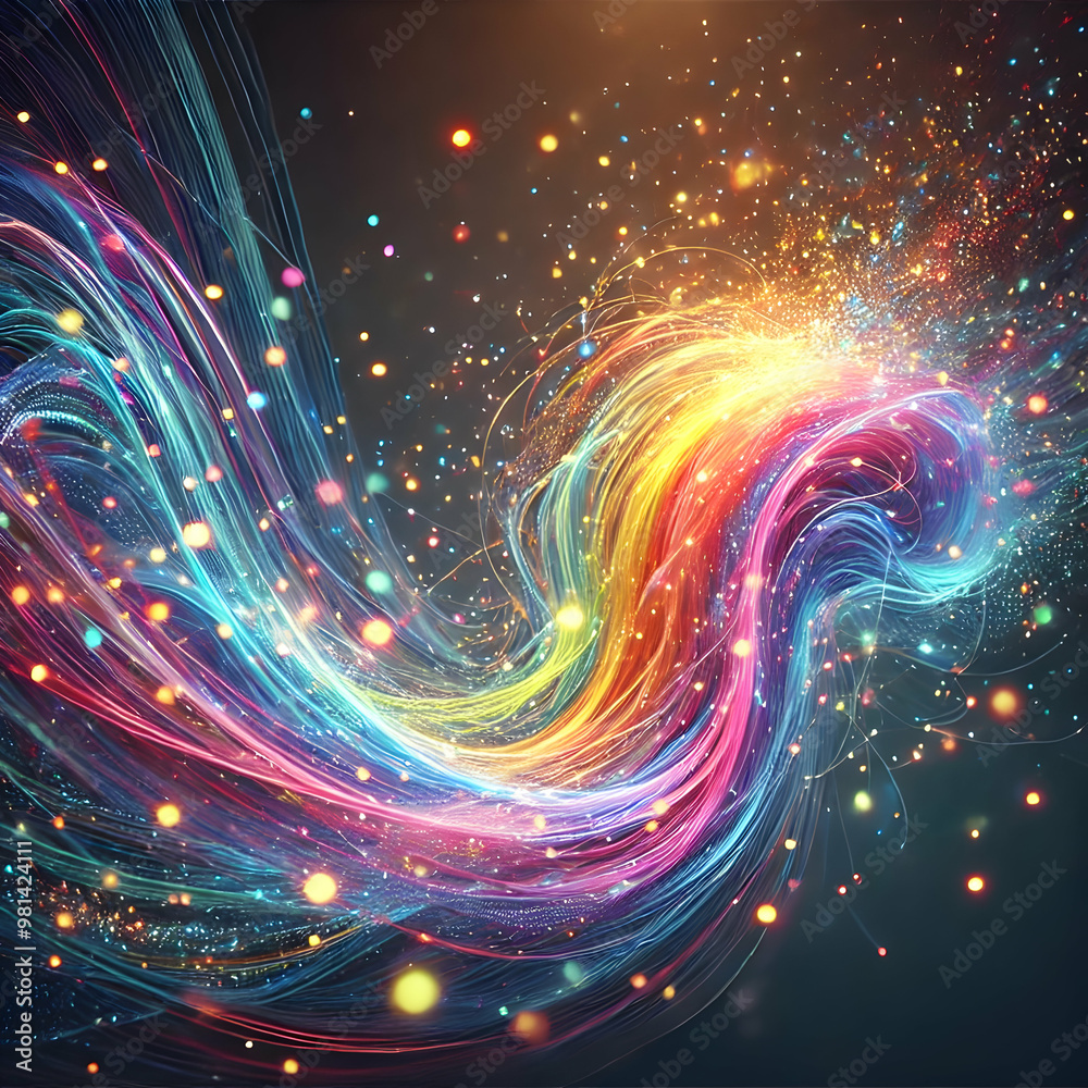 Particle Storm: Swirling Clouds and Vibrant Light Trails Particle Storm: Swirling Clouds and Vibrant Light Trails
