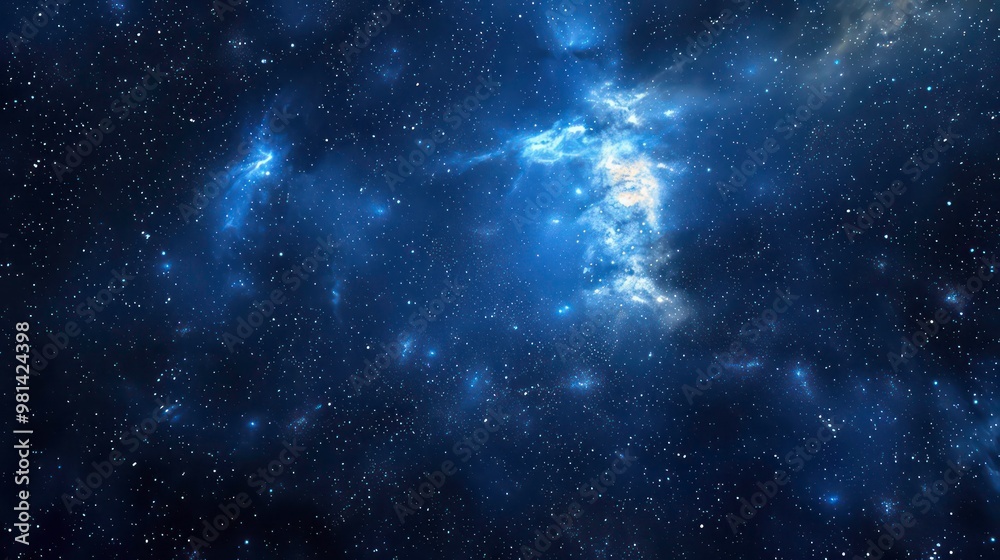 Naklejka premium A beautiful night sky with a cluster of stars and a faint nebula in the distance.