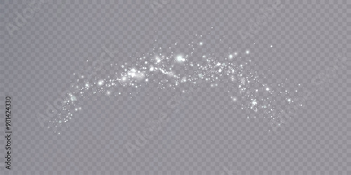 Glowing light effect with many bright particles isolated on transparent background. Vector star cloud with glare. For holiday and advertising design.	
