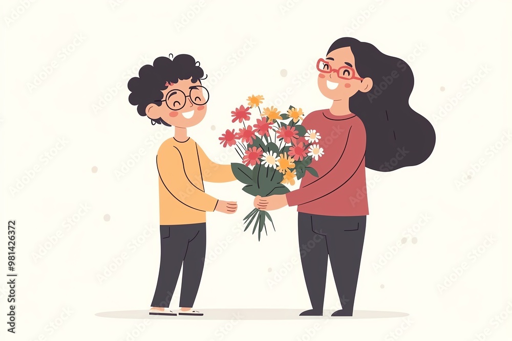 Happy Children Celebrating Teacher Appreciation with Flowers – A Heartwarming Illustration of Gratitude and Joy in a Classroom Setting Happy Children Celebrating Teacher Appreciation with Flowers – A Heartwarming Illustration of Gratitude and Joy in a Classroom Setting