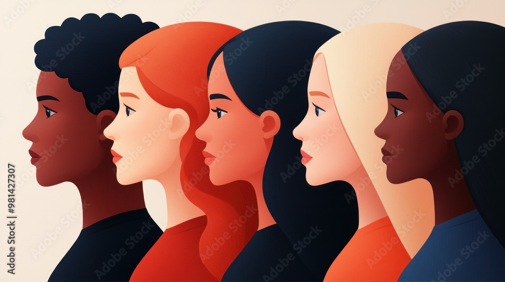A colorful illustration showcasing diverse women's profiles, representing unity in beauty and individuality across different cultures. A colorful illustration showcasing diverse women's profiles, representing unity in beauty and individuality across different cultures.