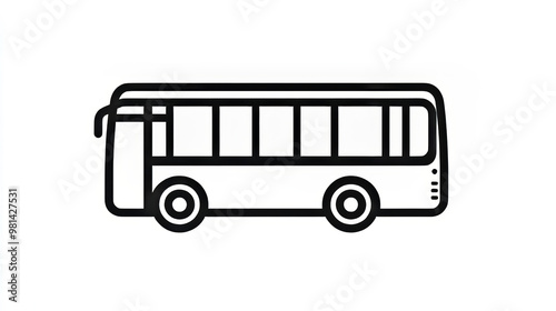 This is a simple black outline of a bus, like you might see in a sign or map. It shows the front of the bus and represents public transportation.