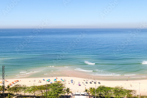 view of Barra da Tijuca beach in Rio de Janeiro.