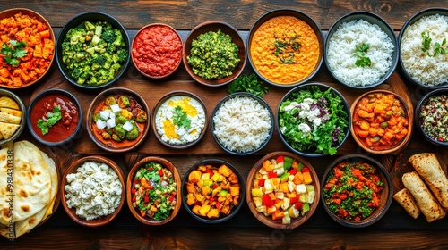 Traditional moroccan cuisine dishes being served on table