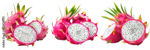 Set of a dragon fruit png, isolated on a transparent background. - Set of a dragon fruit png, isolated on a transparent background.