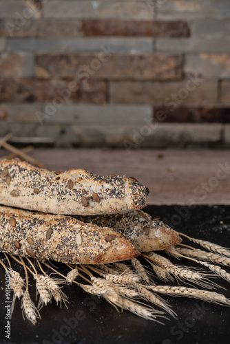 baguettes with seeds and wheat