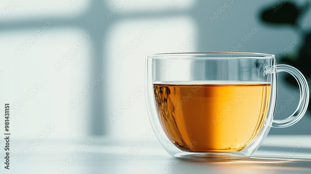 create an image natural of transparent cup of tea front view white background create an image natural of transparent cup of tea front view white background