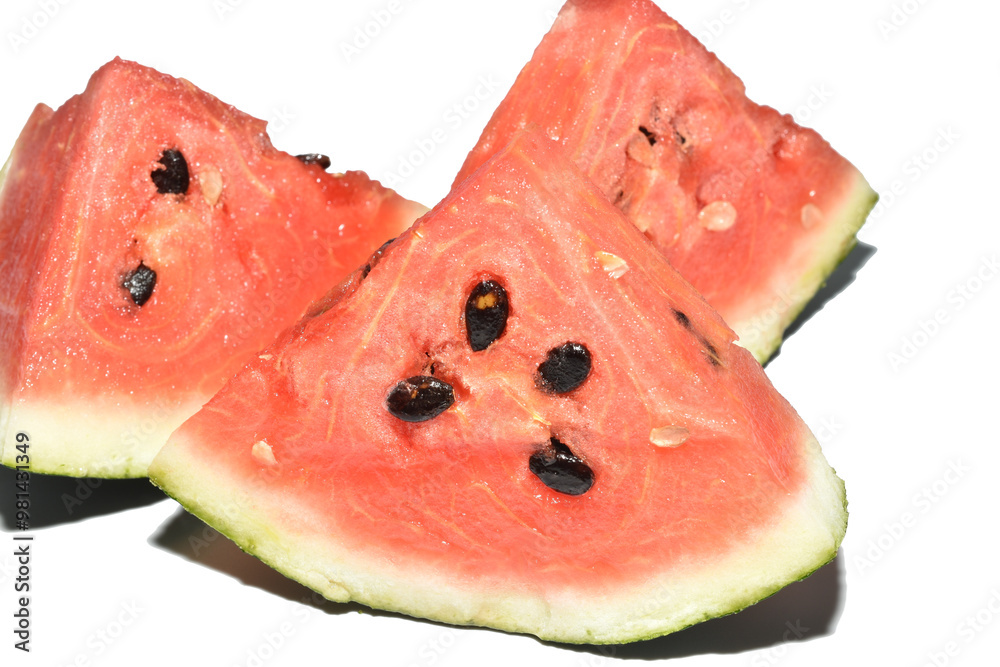Board with pieces of ripe watermelon on light background. High quality photo Board with pieces of ripe watermelon on light background. High quality photo