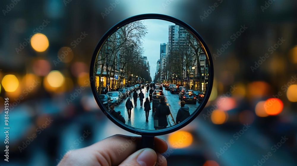 a photograph of a busy street, lined with trees a photograph of a busy street, lined with trees